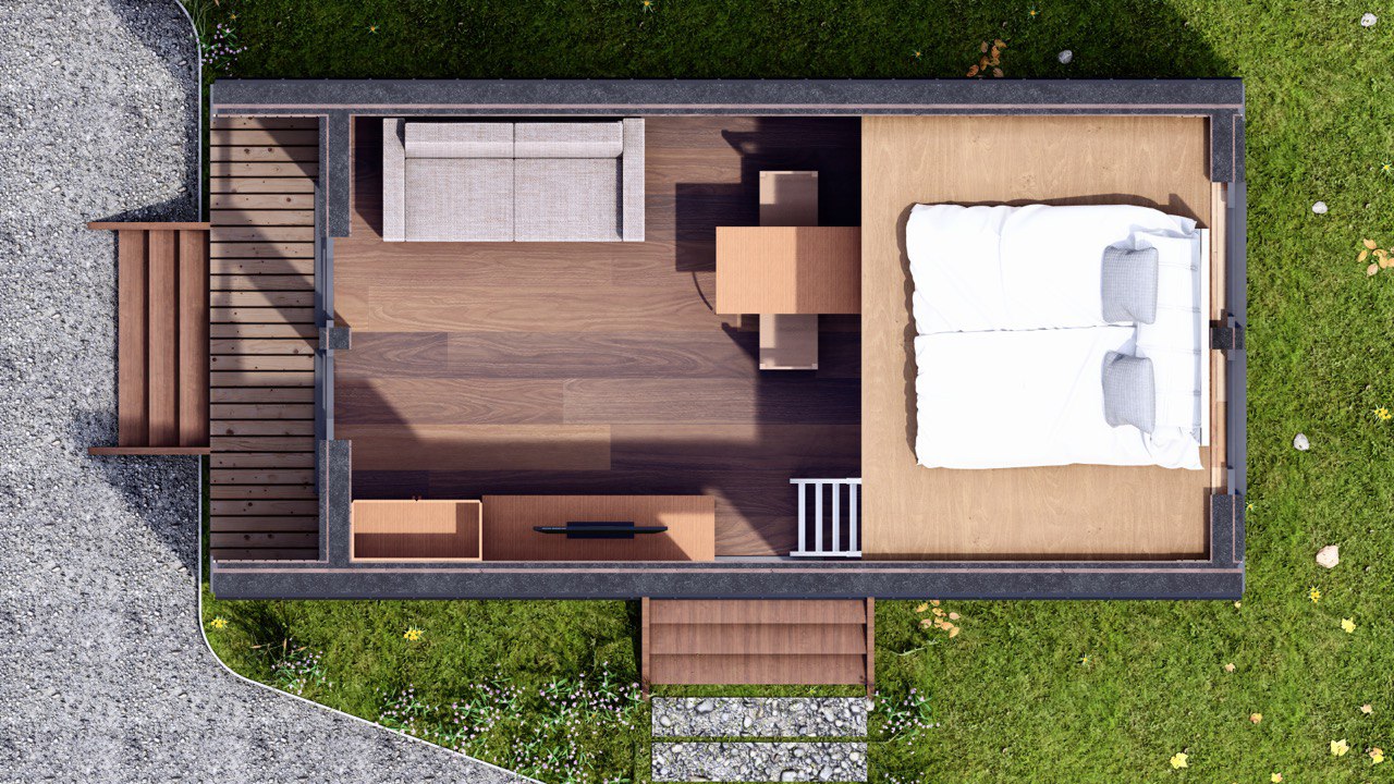 Tiny House - Mini-maison modulaire - Maison préfabriquée - 28 m² - Économe en énergie - Panneau SIP