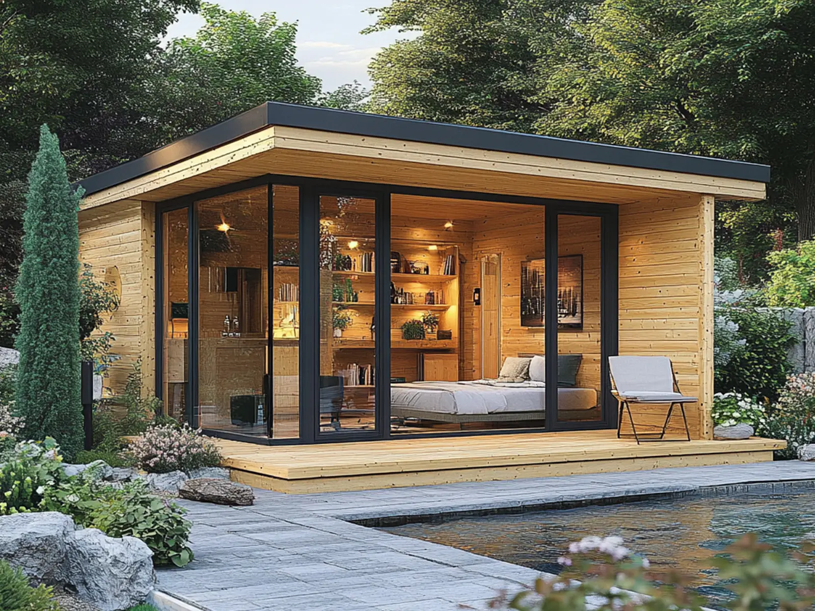 Maison de jardin en bois 20 m² - abri de jardin avec plan et conception individuels