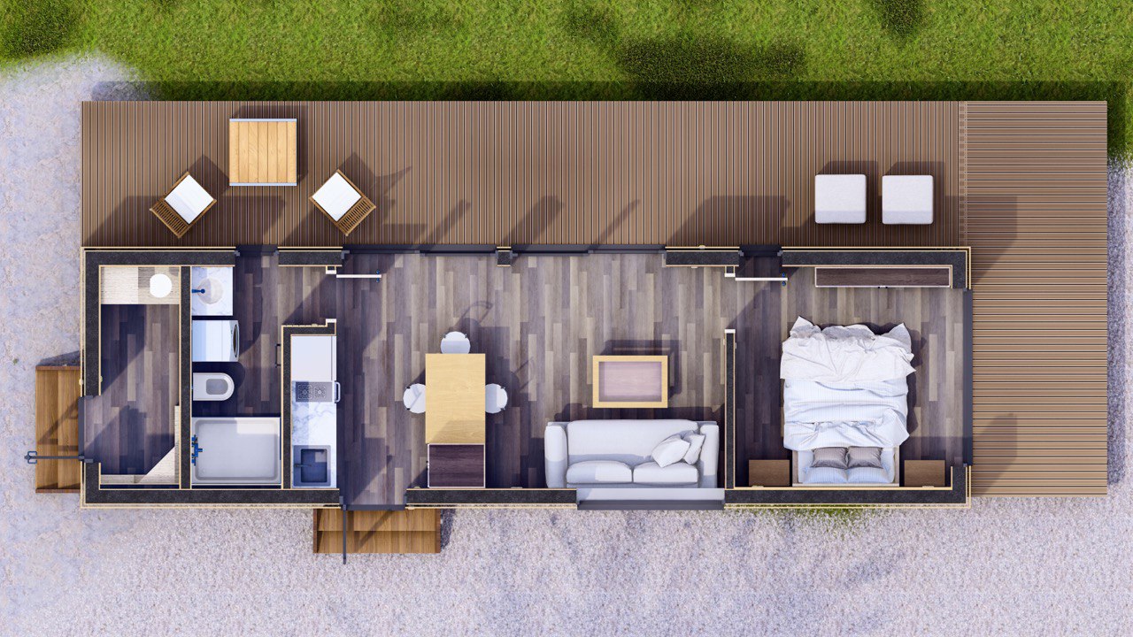 Tiny House - Mini-maison modulaire - Maison préfabriquée - 40 m² - Économe en énergie - Panneau SIP