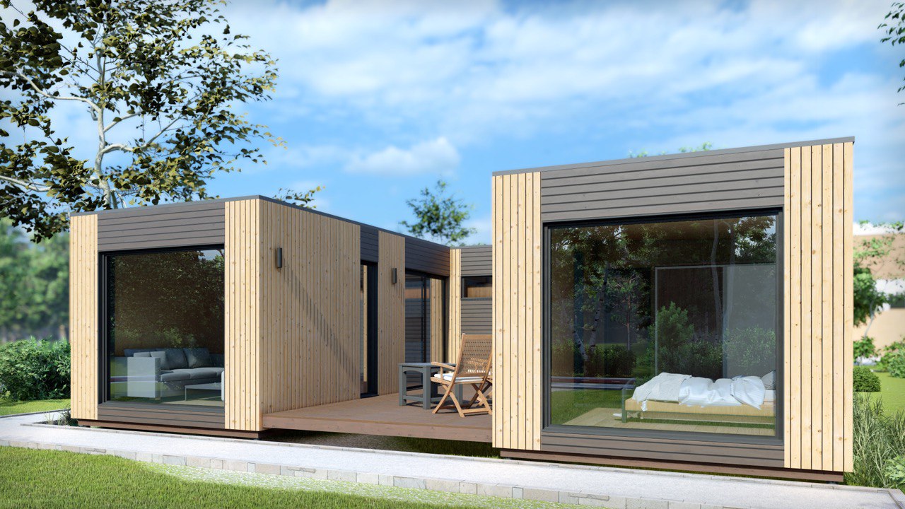 Tiny House - Mini-maison modulaire - Maison préfabriquée - 88,6 m² - Économe en énergie - Panneau SIP